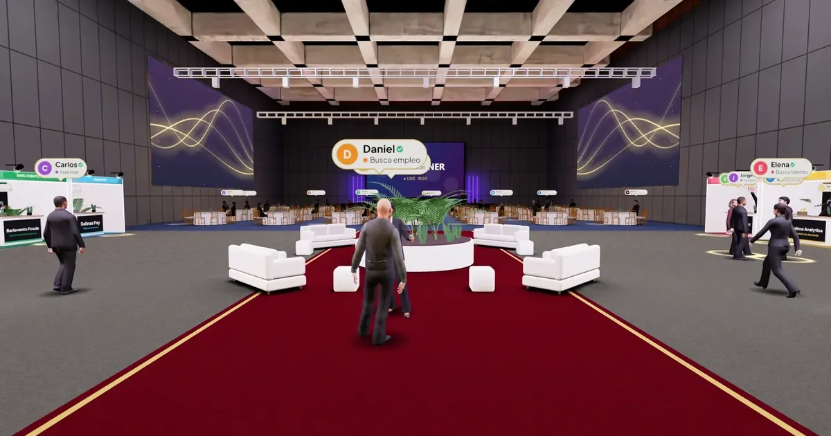 La fiera 3D di Openhall con avatar che visitano gli stand (© Alexandro Buggero)
